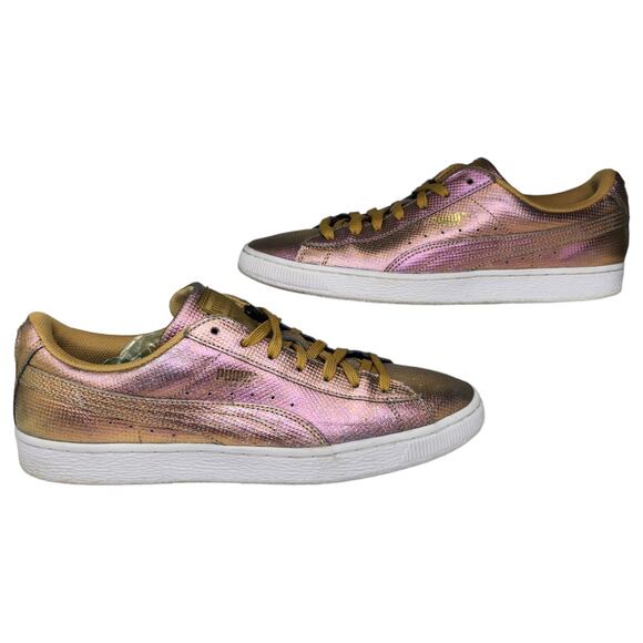 Puma Shoes Mens 10.5 Purple Gold Metallic Holographic Shiny Low Top Irridescent - Picture 1 of 12